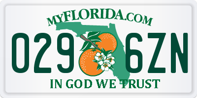 FL license plate 0296ZN