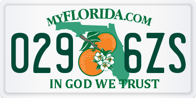 FL license plate 0296ZS