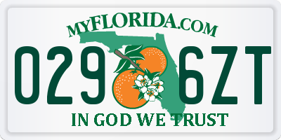 FL license plate 0296ZT