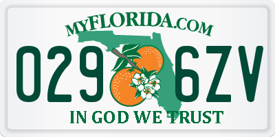 FL license plate 0296ZV