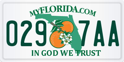 FL license plate 0297AA
