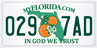 FL license plate 0297AD