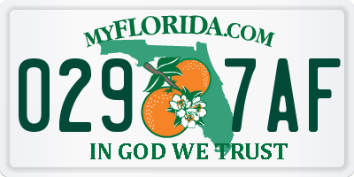FL license plate 0297AF