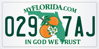 FL license plate 0297AJ