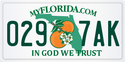FL license plate 0297AK