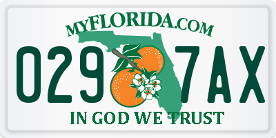 FL license plate 0297AX