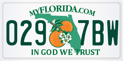FL license plate 0297BW