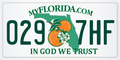 FL license plate 0297HF