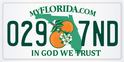 FL license plate 0297ND