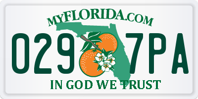 FL license plate 0297PA