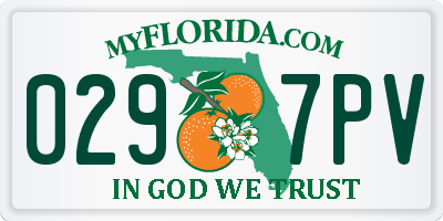 FL license plate 0297PV