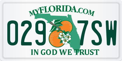 FL license plate 0297SW