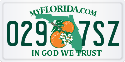 FL license plate 0297SZ
