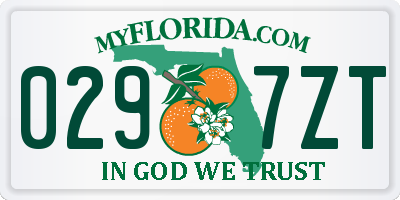 FL license plate 0297ZT