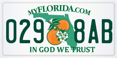 FL license plate 0298AB