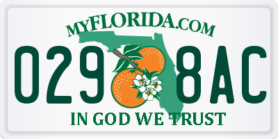 FL license plate 0298AC