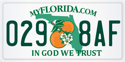 FL license plate 0298AF