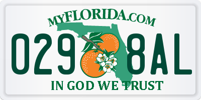 FL license plate 0298AL
