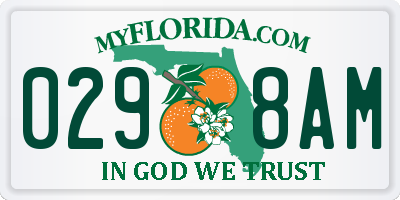 FL license plate 0298AM