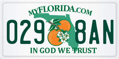 FL license plate 0298AN