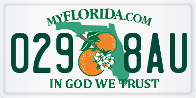 FL license plate 0298AU