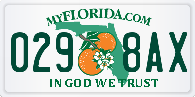 FL license plate 0298AX