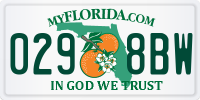 FL license plate 0298BW