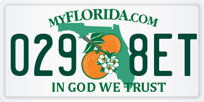 FL license plate 0298ET