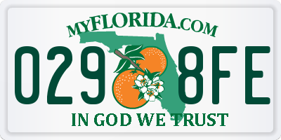 FL license plate 0298FE