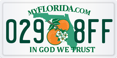 FL license plate 0298FF
