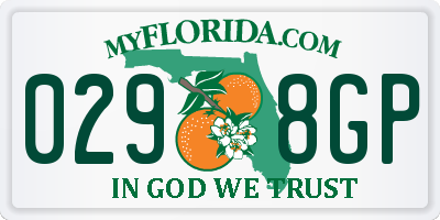 FL license plate 0298GP