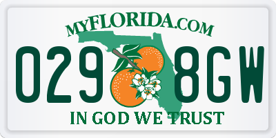 FL license plate 0298GW