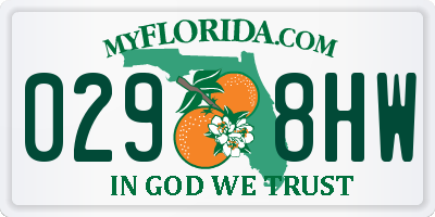 FL license plate 0298HW