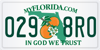 FL license plate 0298RO