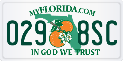 FL license plate 0298SC