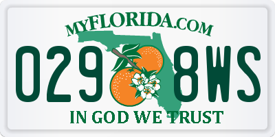 FL license plate 0298WS