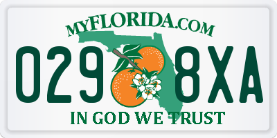 FL license plate 0298XA