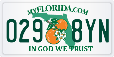FL license plate 0298YN