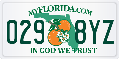 FL license plate 0298YZ