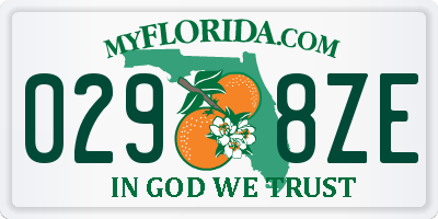 FL license plate 0298ZE