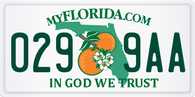 FL license plate 0299AA