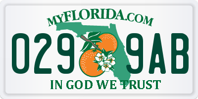 FL license plate 0299AB