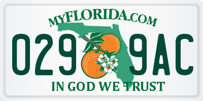 FL license plate 0299AC