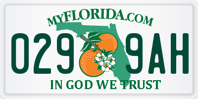 FL license plate 0299AH