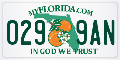 FL license plate 0299AN