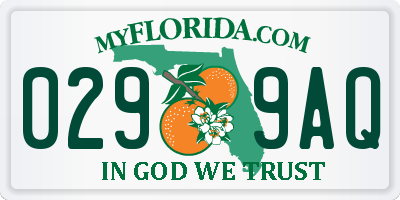 FL license plate 0299AQ