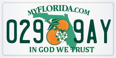 FL license plate 0299AY