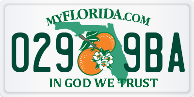 FL license plate 0299BA