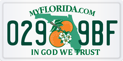 FL license plate 0299BF