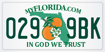 FL license plate 0299BK